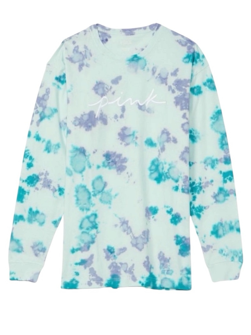 PINK Victoria's Secret Blue Tie-Dye Long Sleeve Tee Shirt size Large